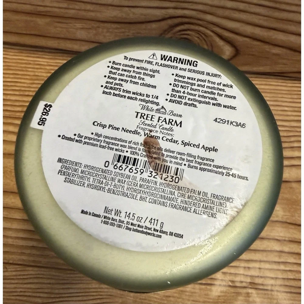 Bath & Body Works White Barn TREE FARM 3 Wick Jar Candle Christmas 14.5 oz New - Picture 4 of 4